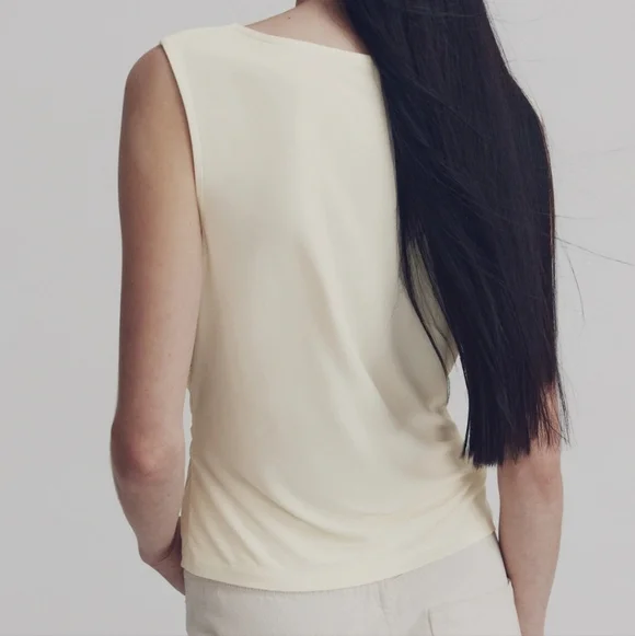 H&M Elegant Cream Draped Blouse - Picture 3 of 5